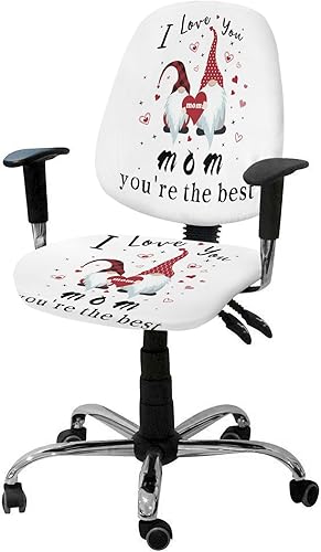 Office Chair Cover I Love You Mom Protective Stretchable Universal Computer Chair Covers Gnome White Backdrop Stretch Rotating Chair Slipcover