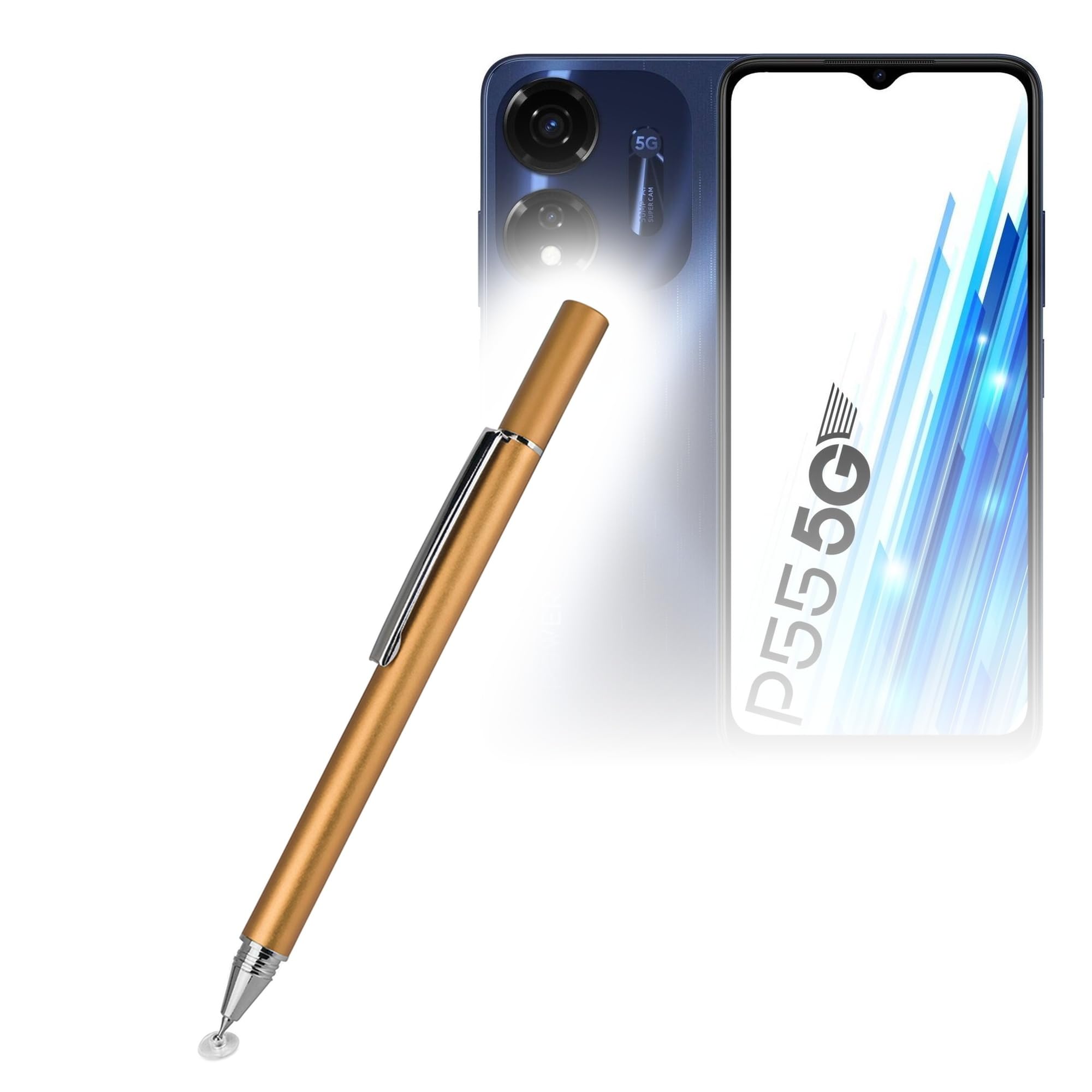 BoxWave Stylus Pen Compatible with itel P55 5G - FineTouch Capacitive Stylus, Super Precise Stylus Pen - Champagne Gold-picture-17