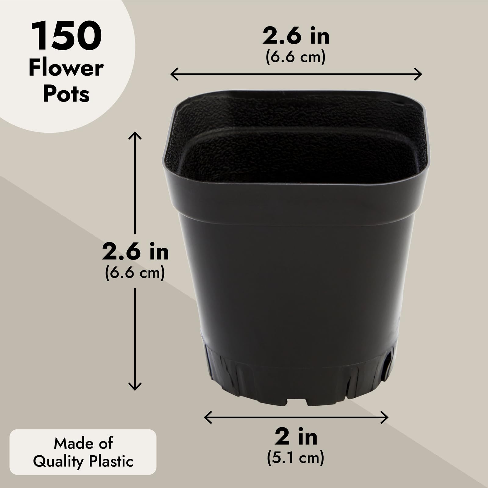Juvale Lot de 150 Petits Pots de semis carrés en Plastique de 5,1 cm pour Plantes, jardinières de démarrage pour semences, Fleurs, Plantes Grasses, Propagation, Jardin intérieur (Noir)