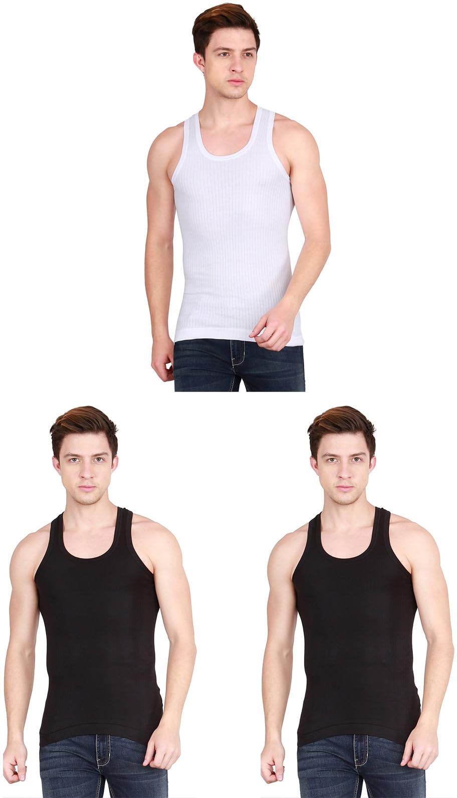 rupa frontline Men's Cotton Western 700071, Contact Vest (Pack of 3) (Frontline-Xing-B(2)-W(1)-95_Black_White-picture-14