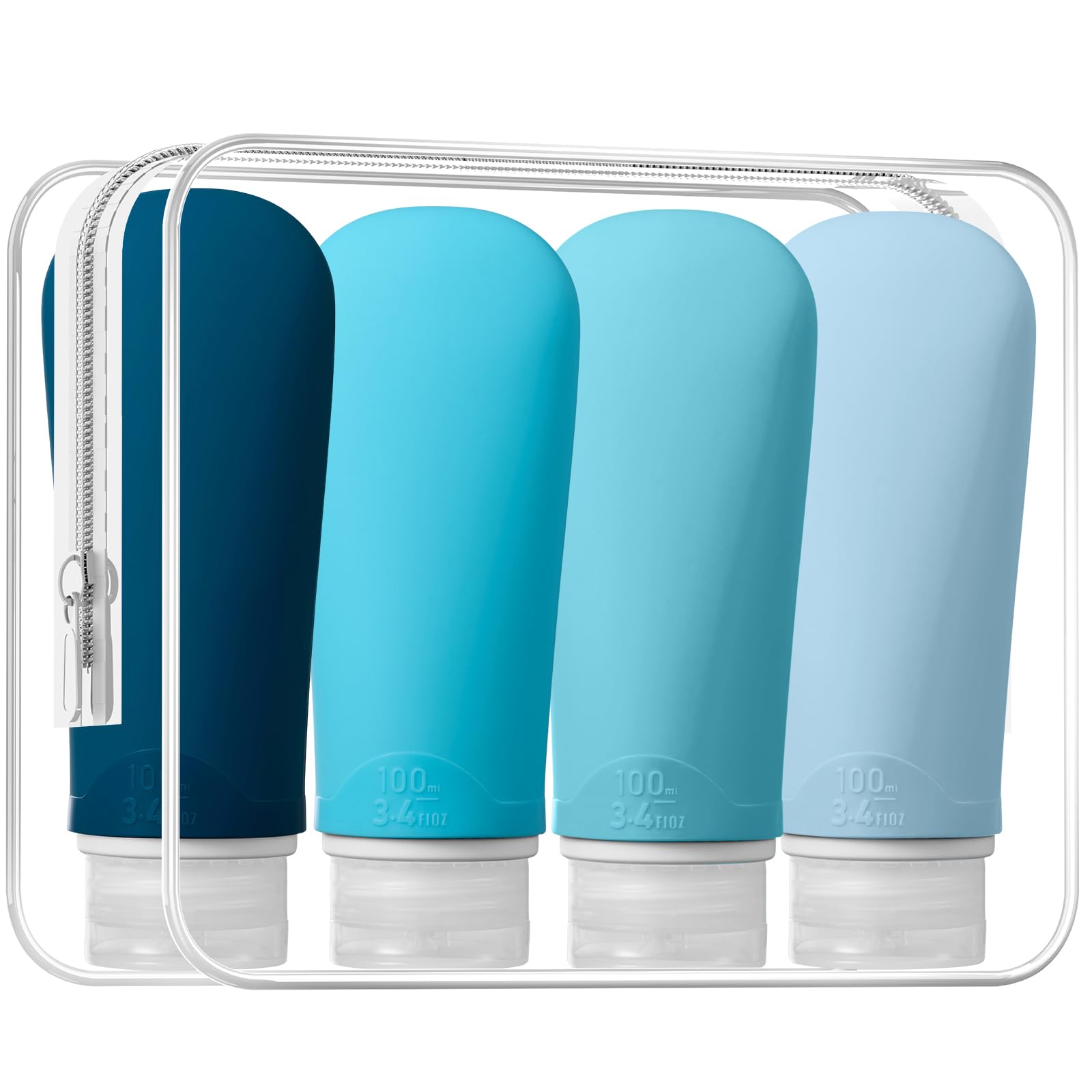 INSFIT Travel Bottles for Toiletries, TSA Approved 3oz Travel Size Containers, BPA Free Leak Proof Squeezable Silicone Tubes for Shampoo Conditioner Lotion Body Wash with Labels