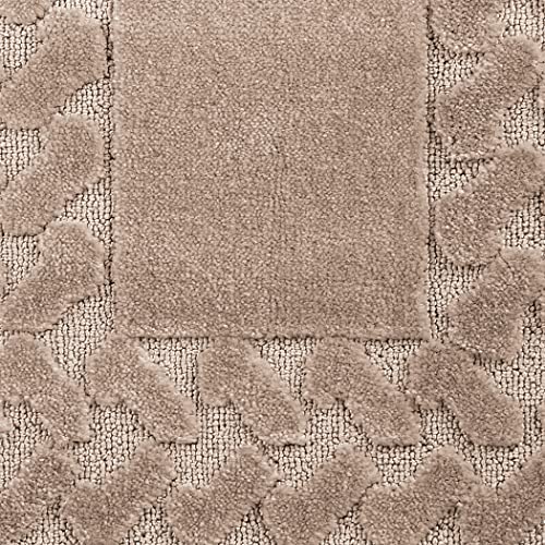Collections Etc Herringbone Carpeted Runner Rug, Solid-Colored With Plush Decorative Trim Accents And Skid-Resistant Backing For Long Hallway, Sand, 22" X 120" #TOP4