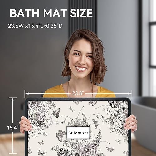 Miniatura 4 de Shinpuru Tapete de baño de piedra, tapete de ducha de tierra de diatomeas, secado rápido, antideslizante, elegante tapete de baño de piedra ultra