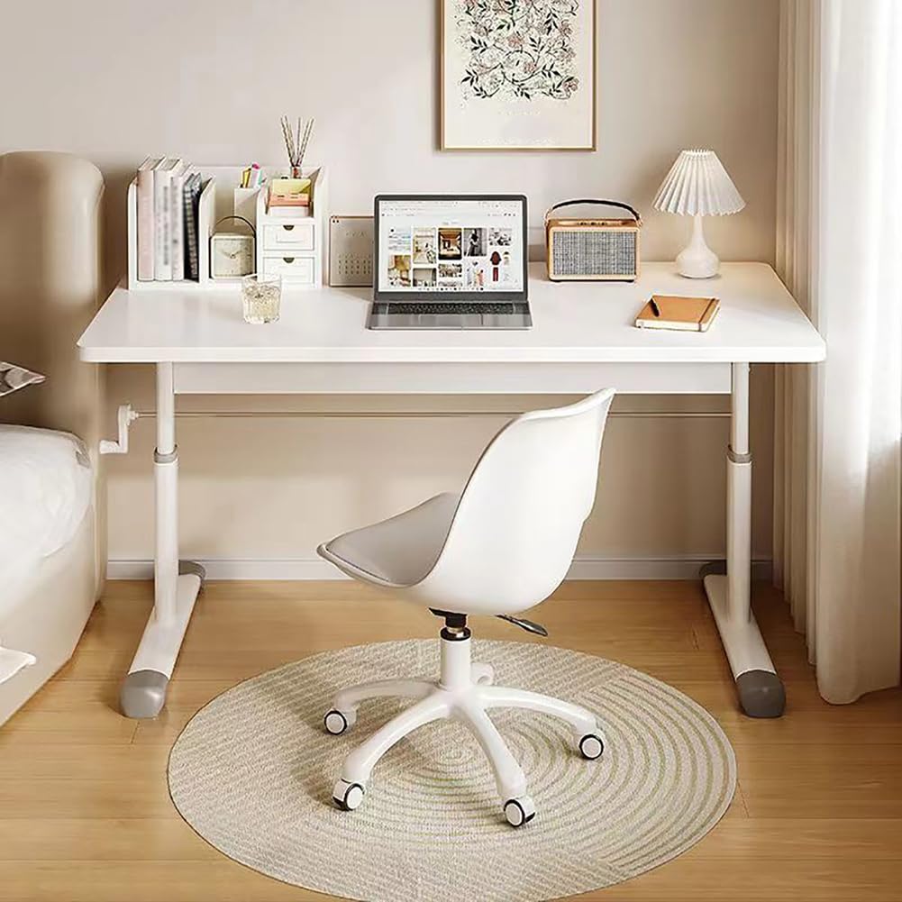 MYUYEE Manual Standing Desk, Computer Desk, Height Adjustable 65-95Cm, Workspace Table For Home Office Study, White (120X60Cm)