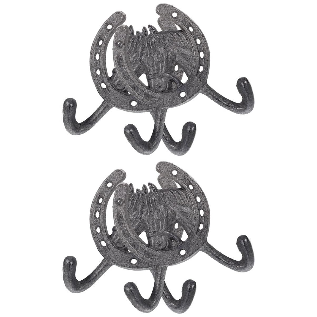 Alipis Ganci da Parete Vintage in Ferro, Doppio Gancio a Forma di Ferro di Cavallo, 4 Pezzi, Nero, per Bagno e Camera da Letto