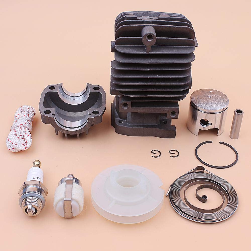 Kit de Base cárter Motor pistón Cilindro 34 mm, Compatible con polea Arranque Retroceso 2500 CC, Resorte, Cuerda, bujía, Pieza Motosierra