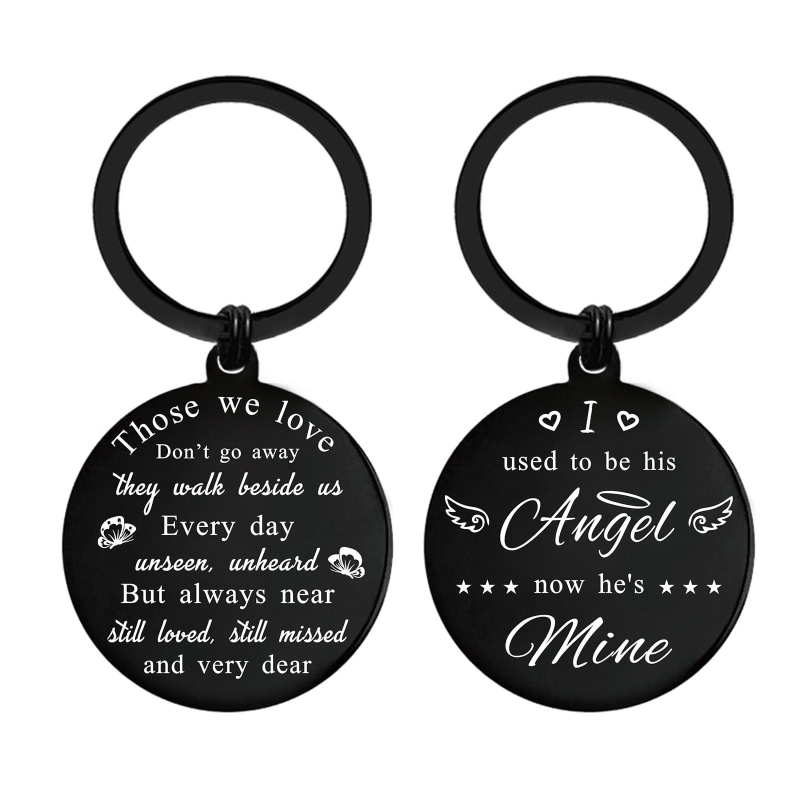 ENGZHI Memorial Keychain Sympathy Gifts for Loss of Dad Grandpa Son Husband, Those We love Don't Go Away Lost Men Love Gifts