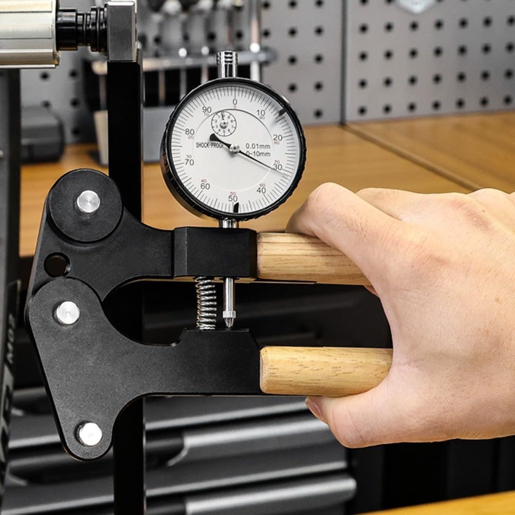 Bicycle Spoke Tension Gauge Mountain Road Bike Rim Alignment Tool With Mechanical Micrometer Aluminum Alloy Body Wooden Handle For Round Flat Spokes Steel Aluminum Titanium(electric display)