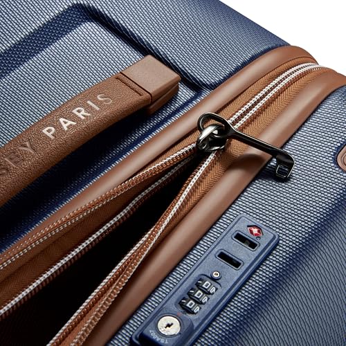 Image of DELSEY PARIS Chatelet Air 2.0 Checked Luggage Trunk 26 Inch, Hardside Polycarbonate Suitcase, Dual-Density Spinner Wheels, TSA Lock, Navy Blue