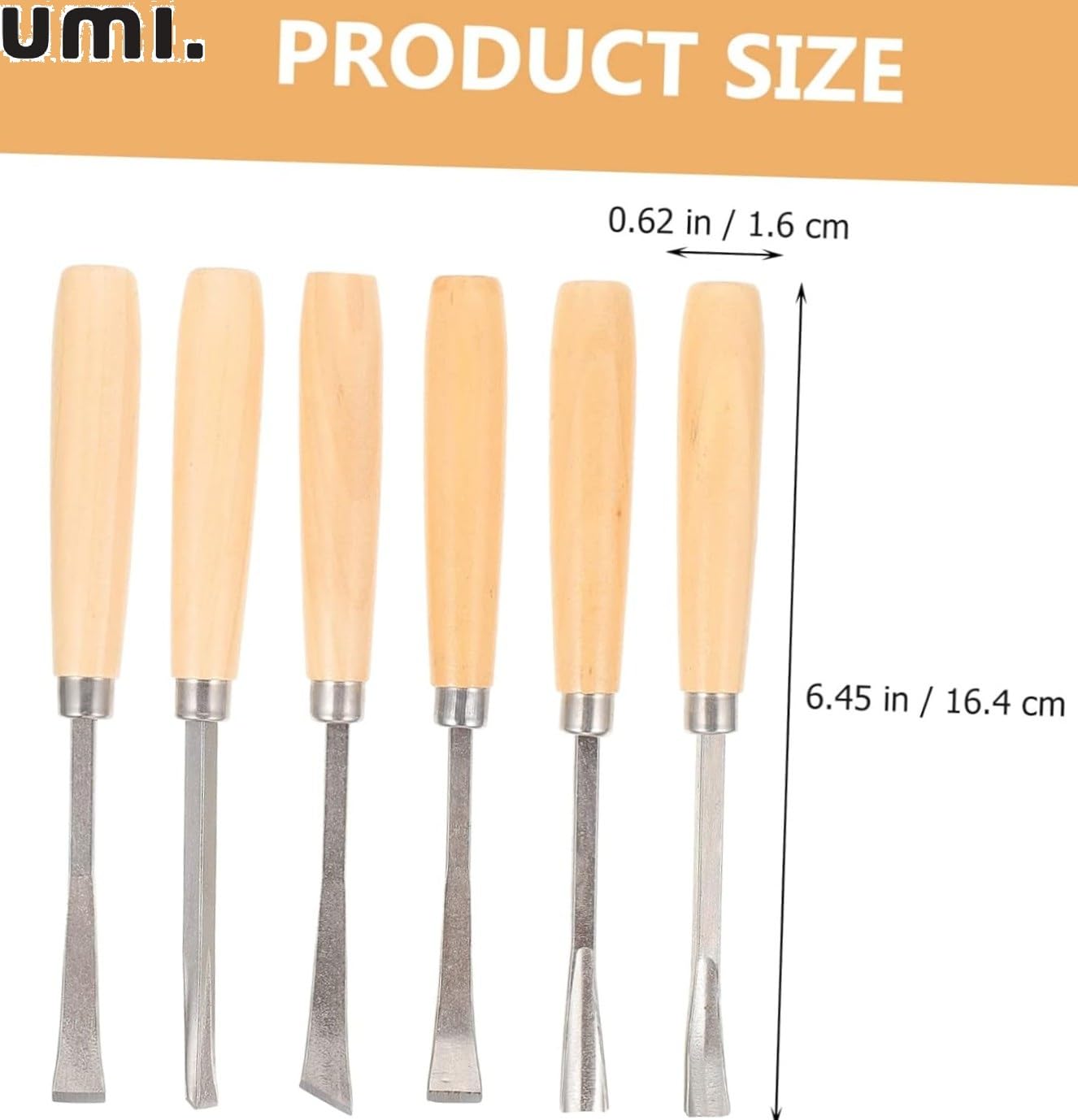 Amazon Brand - Umi 6 Piece Heavy Duty Wood Carving Chisel Set - Precision Crafting Tools for Home & Professional Use, Durable Steel Blades with Ergonomic Wooden Handles, Ideal for Carpentry 1