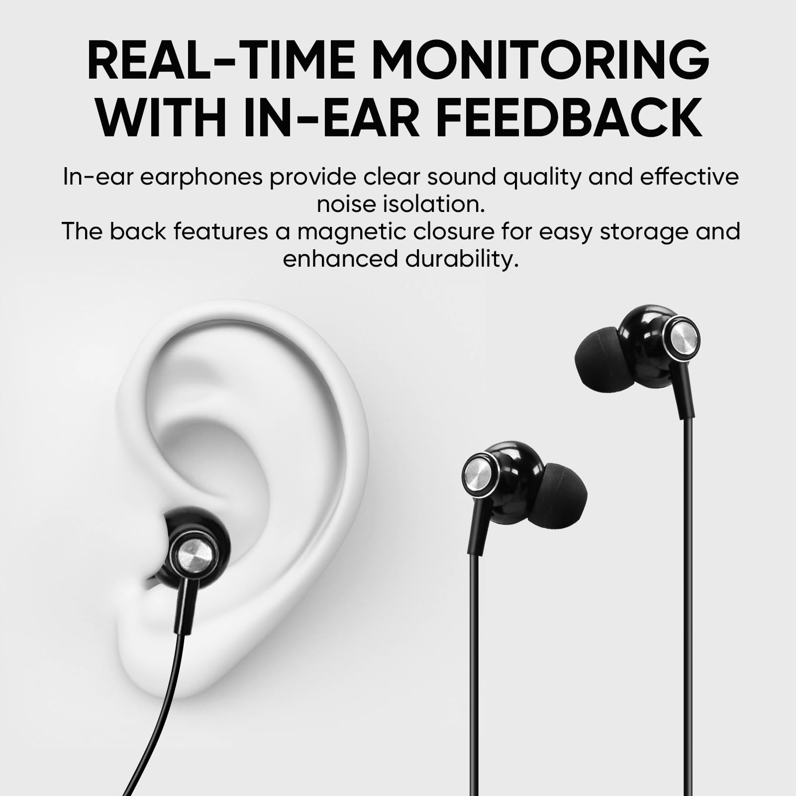 Sistema di monitoraggio wireless in-ear, monitor in-ear con 1 Bodypack, sistema IEM wireless UHF per musicisti, palco, band e studio