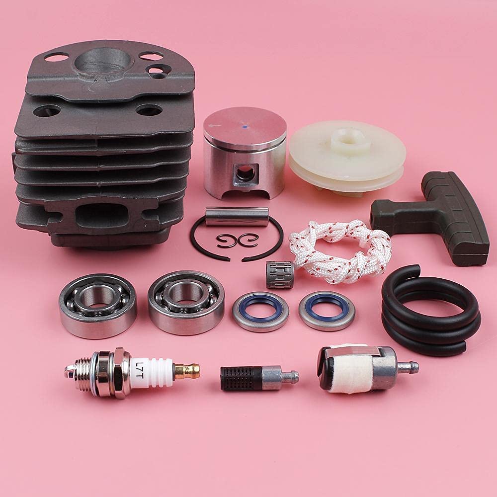 Kit de rodamiento de cigüeñal de pistón de cilindro de 46 mm para Husqvarna 50 51 55 motosierra rancher 503609171 503609104 W aceite sello de la polea de arranque