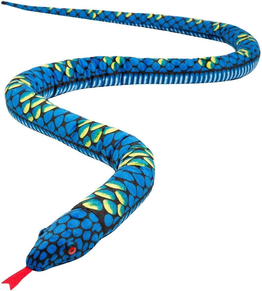 Plush Giant Snake, Realistic Stuffed Animal, Red Eyes Toy Gifts for Boys and Girls 110 Inches Blue