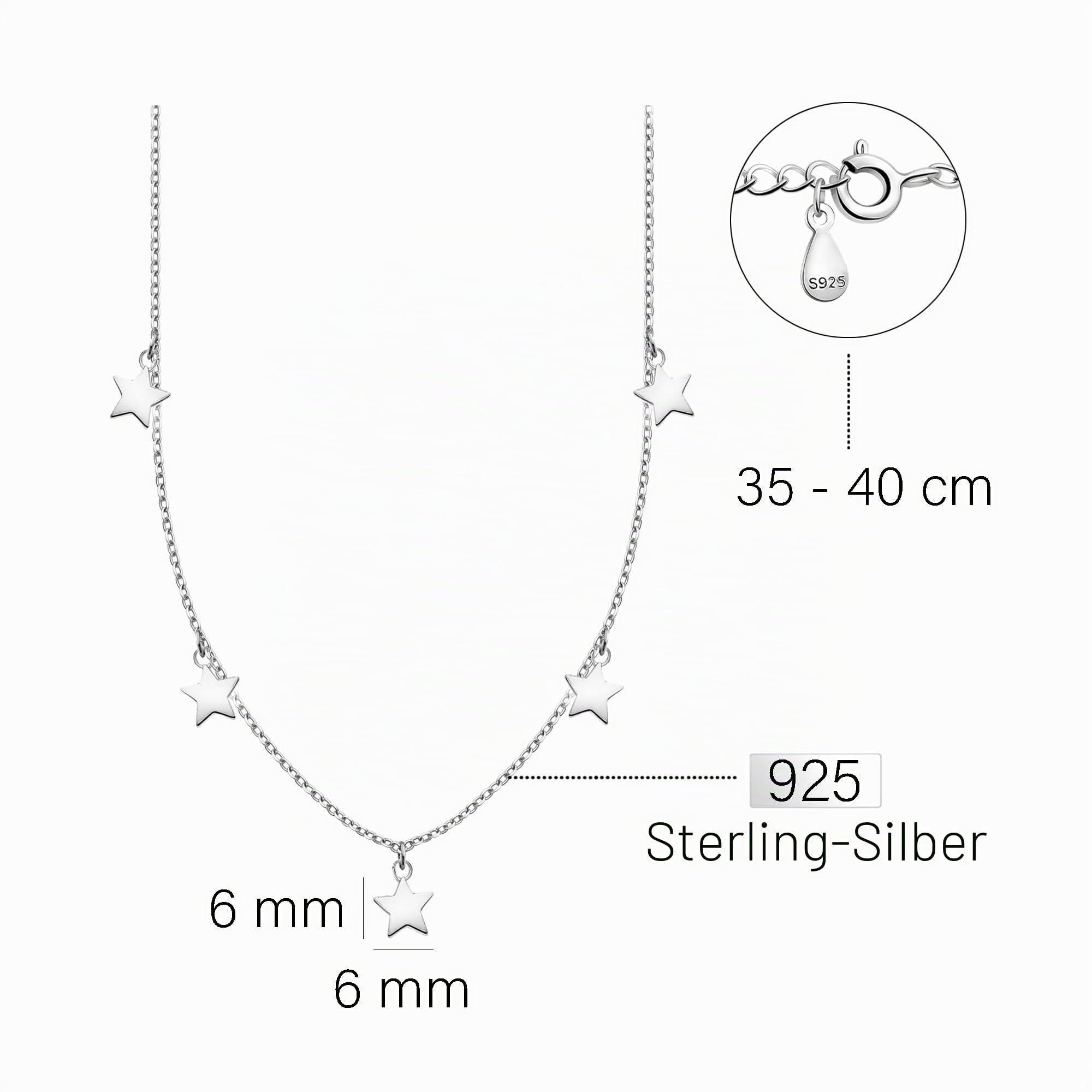 Sofia Milani - Damen Halskette 925 Silber - Sternen Anhänger - 50317
