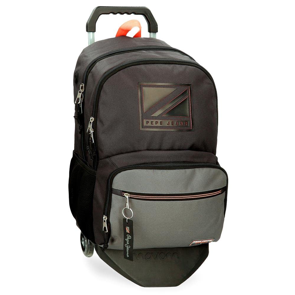 Pepe Jeans Cody Double Compartment Laptop Backpack with Trolley 15.6" Black 31x44x15 cms Polyester 23.87L