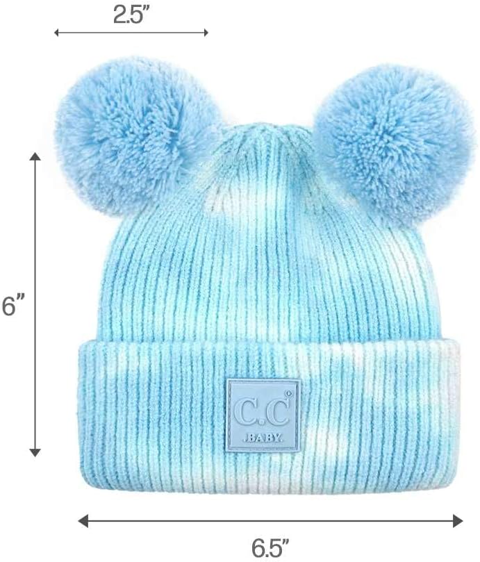 C.C Kids' Babies' Soft Stretch Cable Knit Faux Fur Pom Pom Beanie Hat