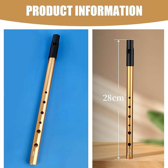 Tin Whistle Irish Penny Whistle for Traditional Celtic Music, Six-Hole Penny Slide Whistles D for Beginners Intermediate Expert Band Performances Gold