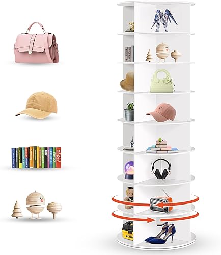 Zapatero giratorio de 8 niveles, organizador de zapatos giratorio, estante giratorio de 360, ahorro de espacio, carrusel redondo de almacenamiento