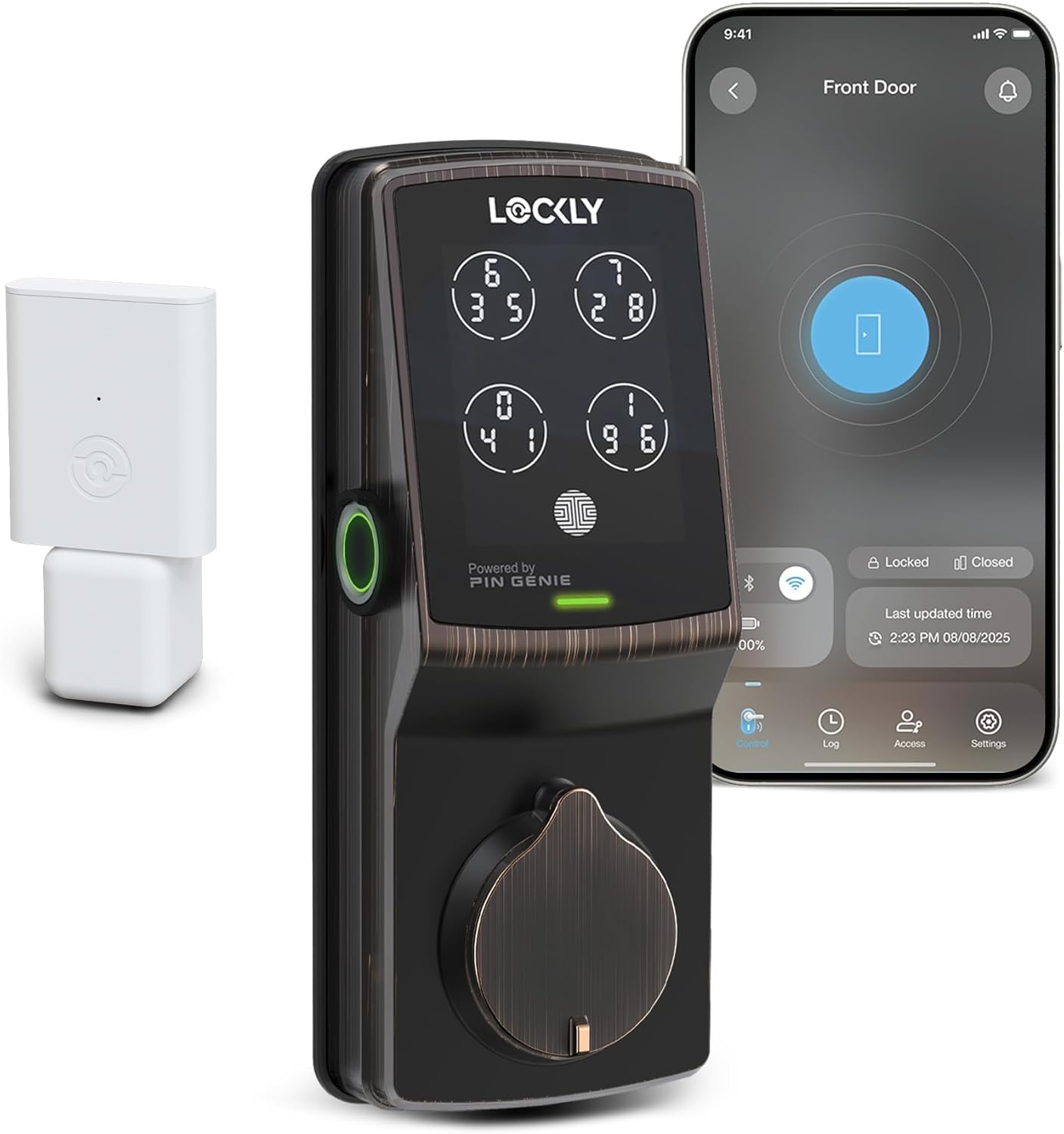 Lockly Secure Pro Wi-Fi Smart Door Lock, Keyless Entry with PIN Genie® Digital Keypad, 3D Biometric Fingerprint Sensor Front Door Lock Deadbolt, Voice Control & Auto Lock – Left Fingerprint Edition