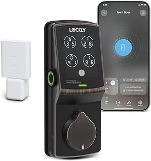 Lockly Secure Pro Wi-Fi Smart Door Lock, Keyless Entry with PIN Genie® Digital Keypad, 3D Biometric Fingerprint Sensor Front Door Lock Deadbolt, Voice Control & Auto Lock - Left Fingerprint Edition