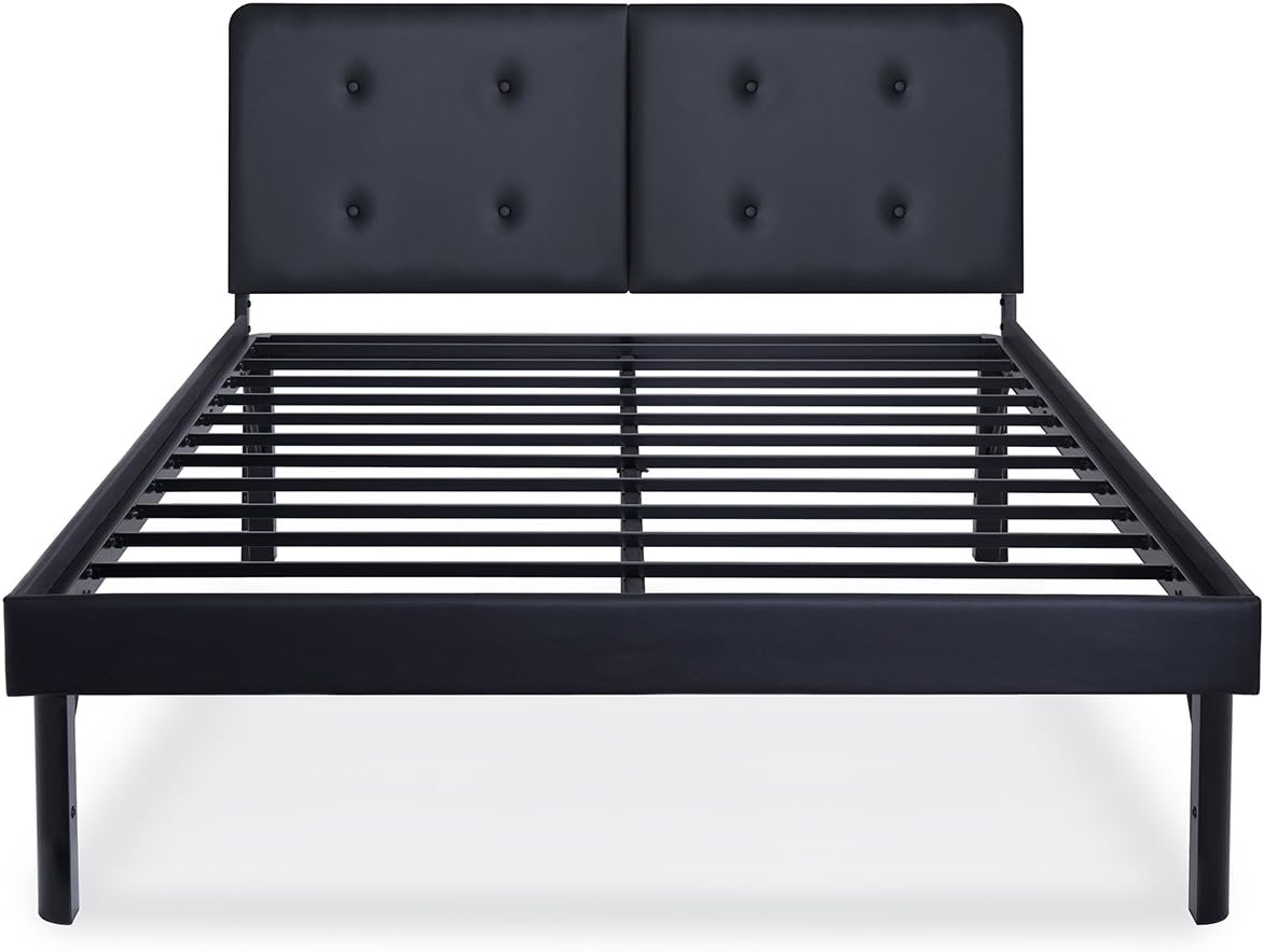 Amazon Com Olee Sleep Upholstered Steel Faux Leather Headboard Full Black