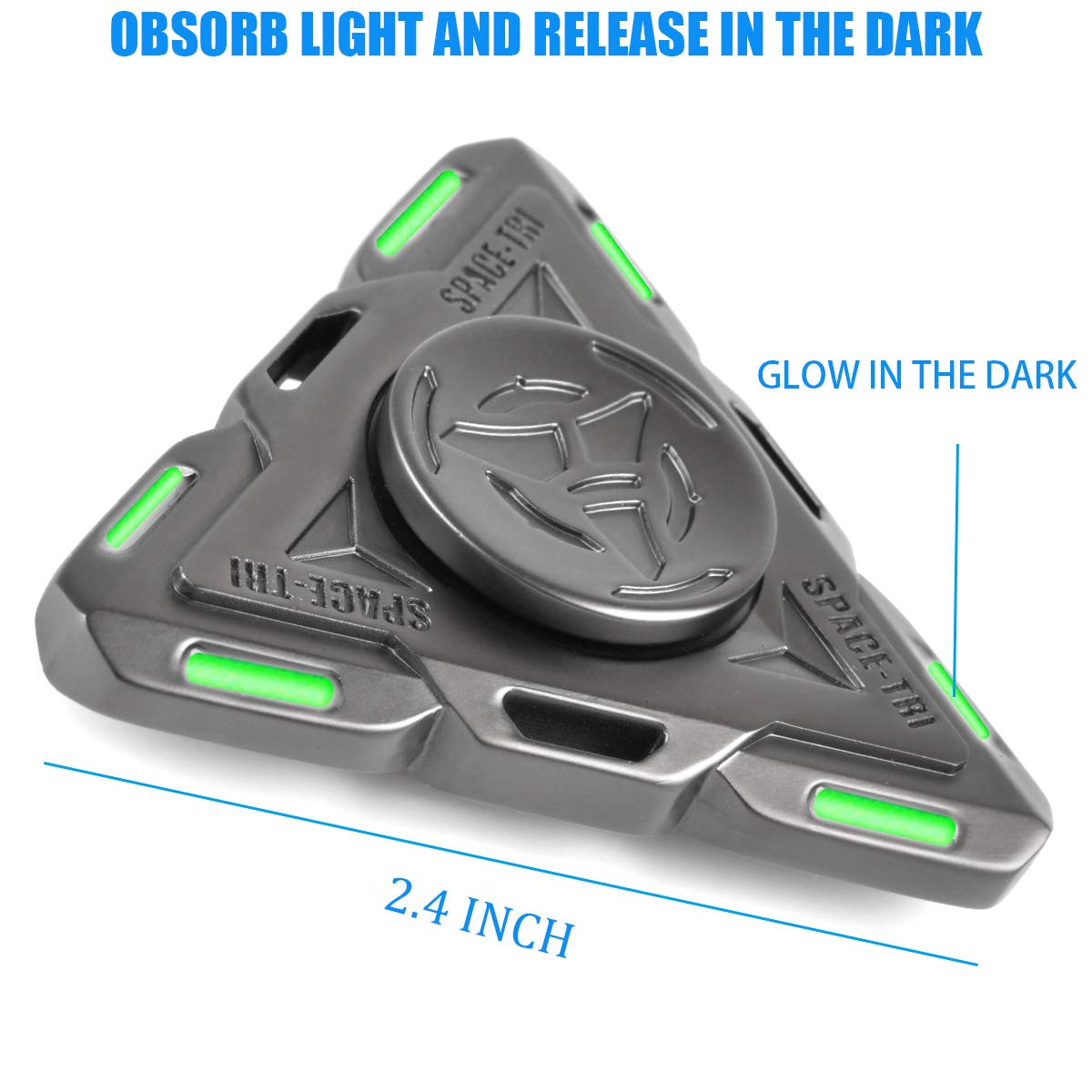 Tri Fidget Spinner Space UFO, Glow in The Dark Spinning Toys Sensory Gadget Finger Hand Spinner Metal High Speed Seel Bearing,Miglior regalo ADHD Ansia Focus Party Favori Premi per bambini adulti