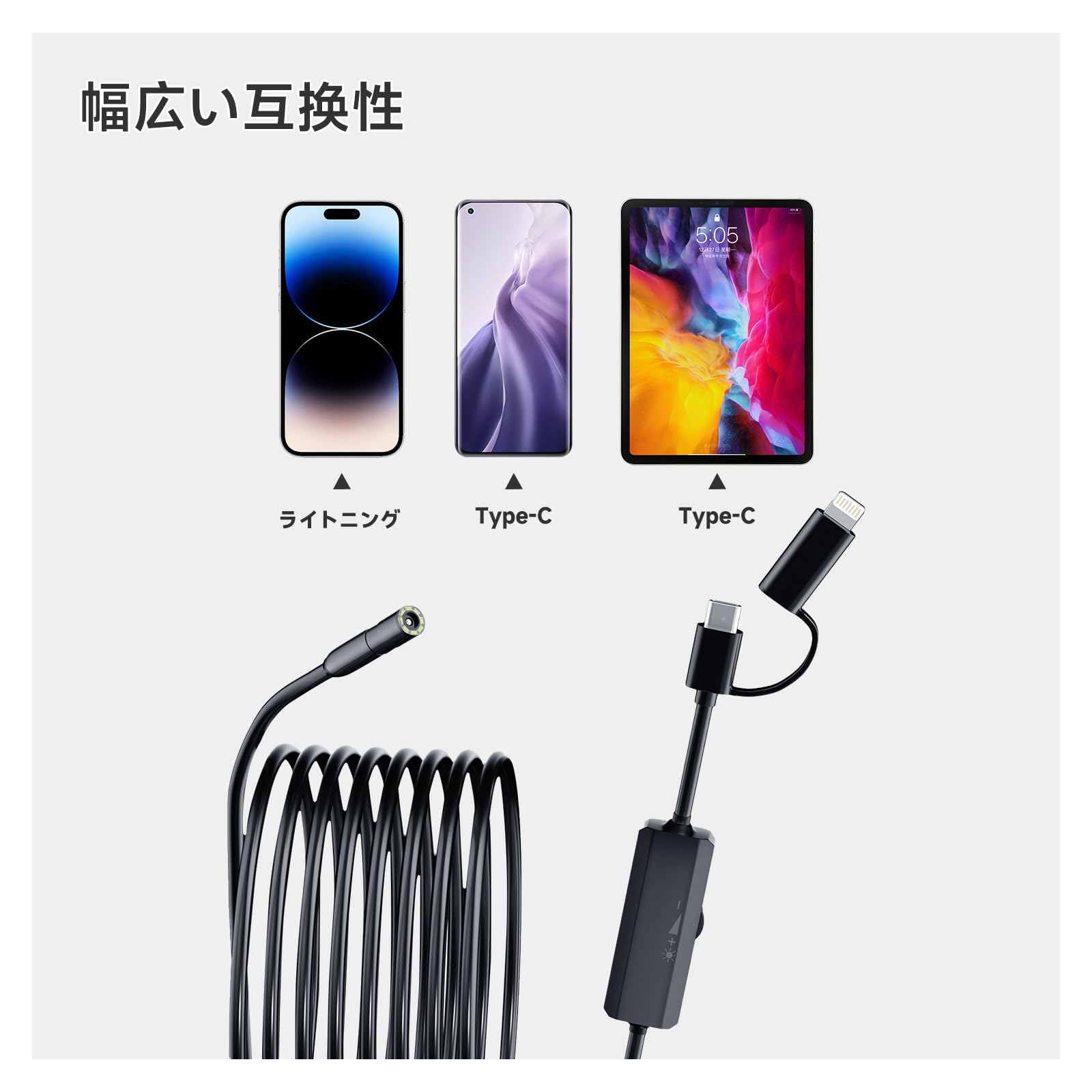 Amazon.co.jp: ファイバースコープ 【2K高画質＆276万画素】 工業用内