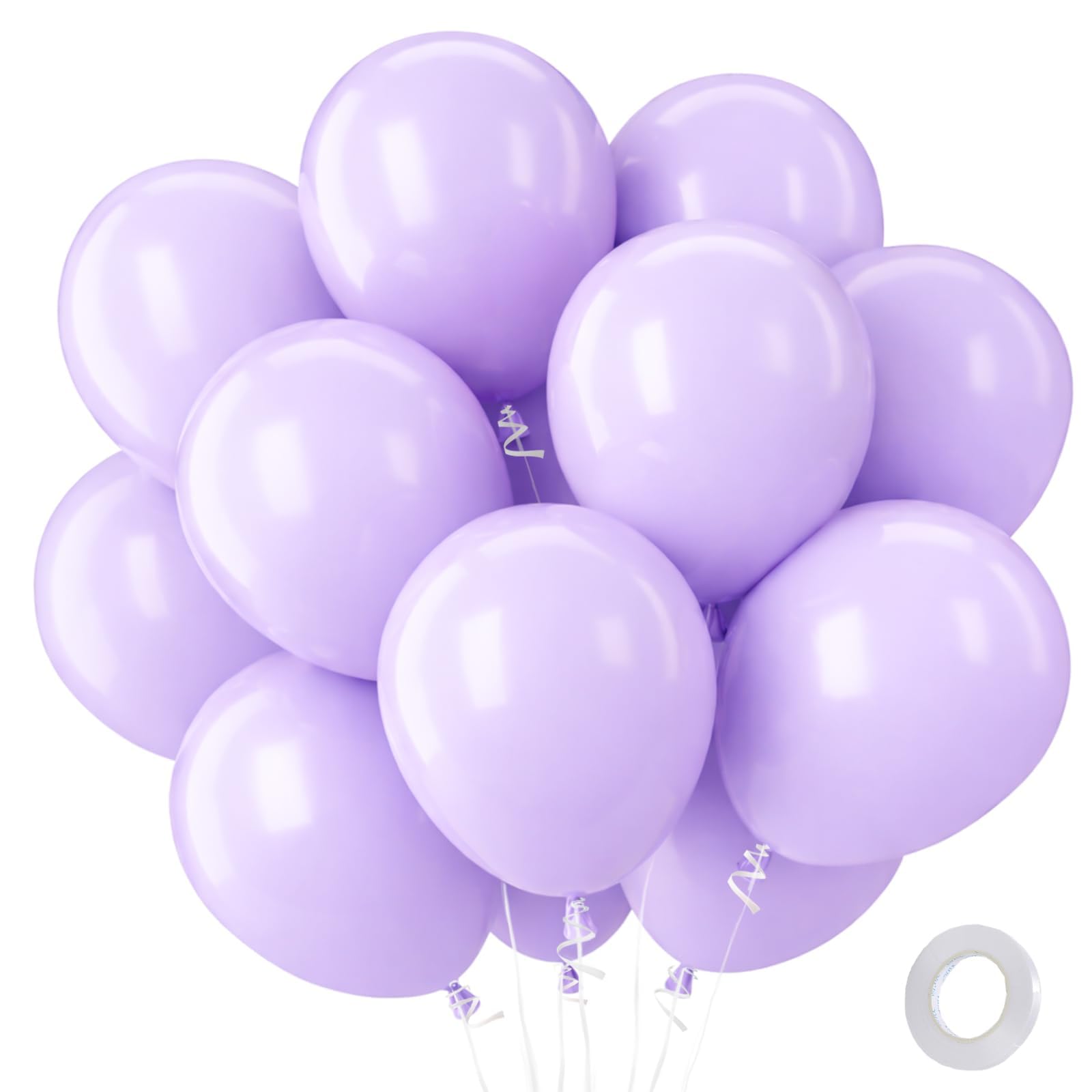 QIFU Lilac Balloons 100 Pack - 12 Inch Macaroon Purple Strong Thicken Birthday Balloons, Round Helium Baloons for Women Girls Birthday Decorations Engagement Anniversary Baby Shower Wedding Halloween