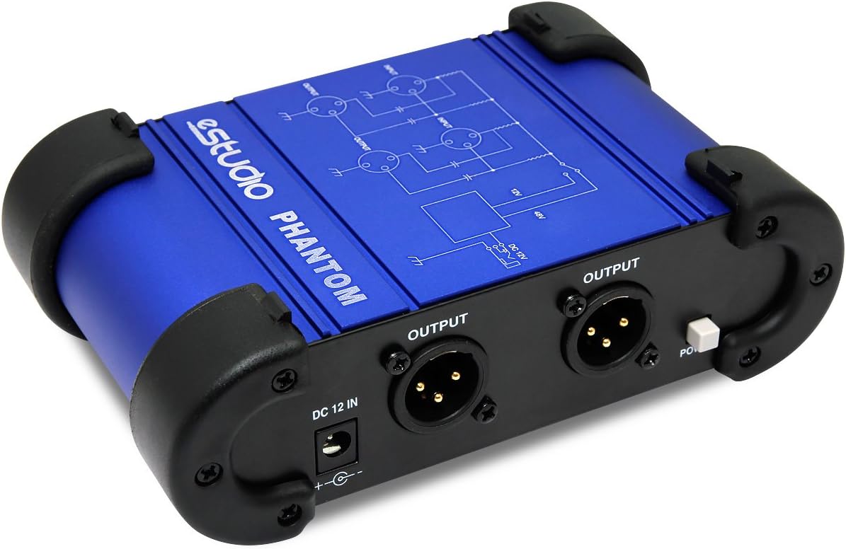 eStudio PHANTOM-2 Dual Channel Phantom Power Supply - Blue