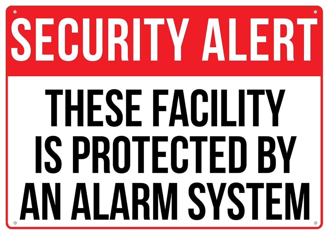 Security Alert Aluminum Metal Sign 12"x8" UV Printed Rust-Free For Home/Business/Driveway Use