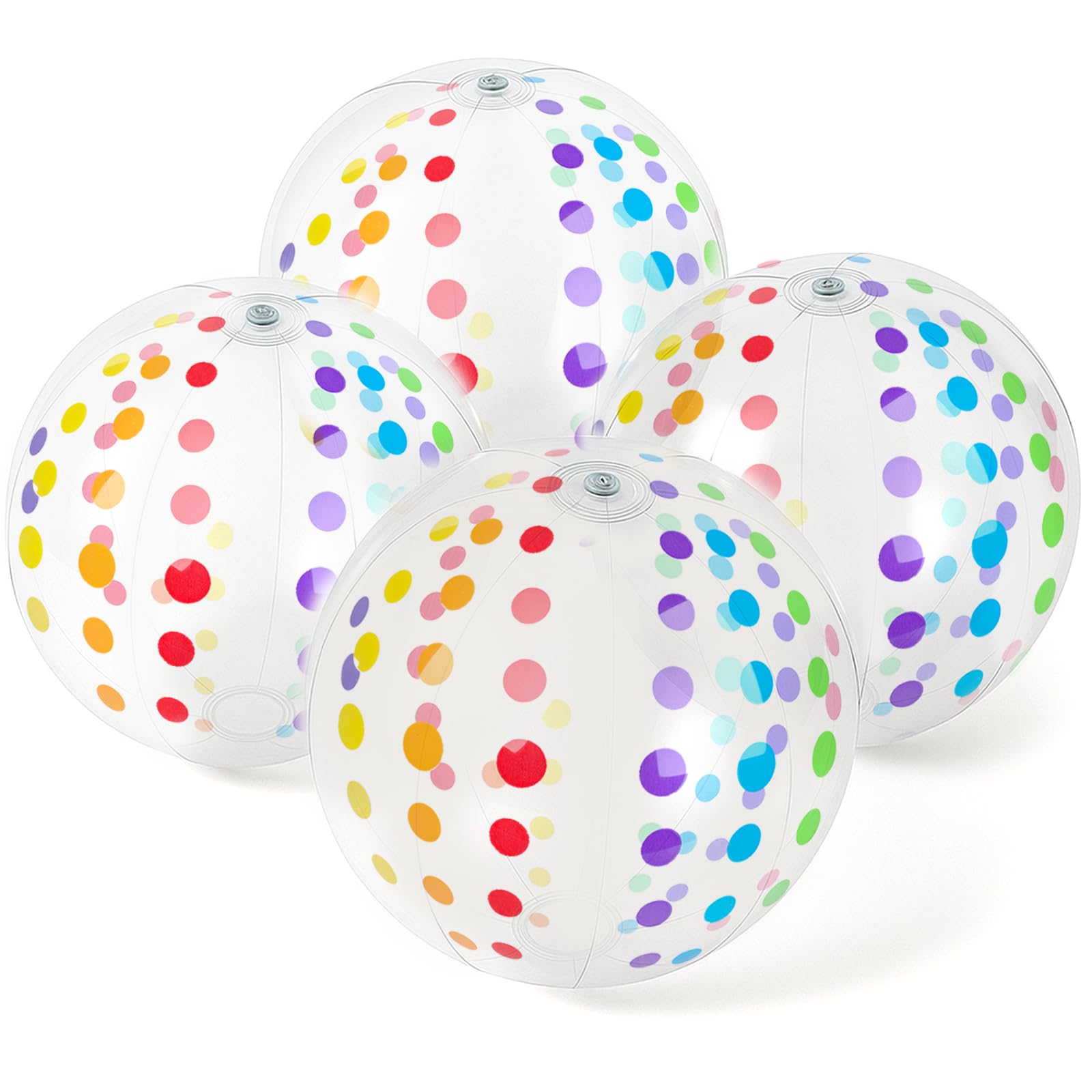Paquete de 4 bolas de playa de 16 pulgadas, bolas de playa grandes con lunares para fiestas de verano, juguetes de piscina, suministros de fiesta de cumpleaños, juegos acuáticos para niños