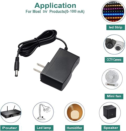 Miniatura 7 de Fuente de alimentación de 5 V 1 A, adaptador de CA de 5 W, 100-240 V, 50-60 Hz, CA a CC, 5 voltios, 1 amperio, adaptador de corriente de pared