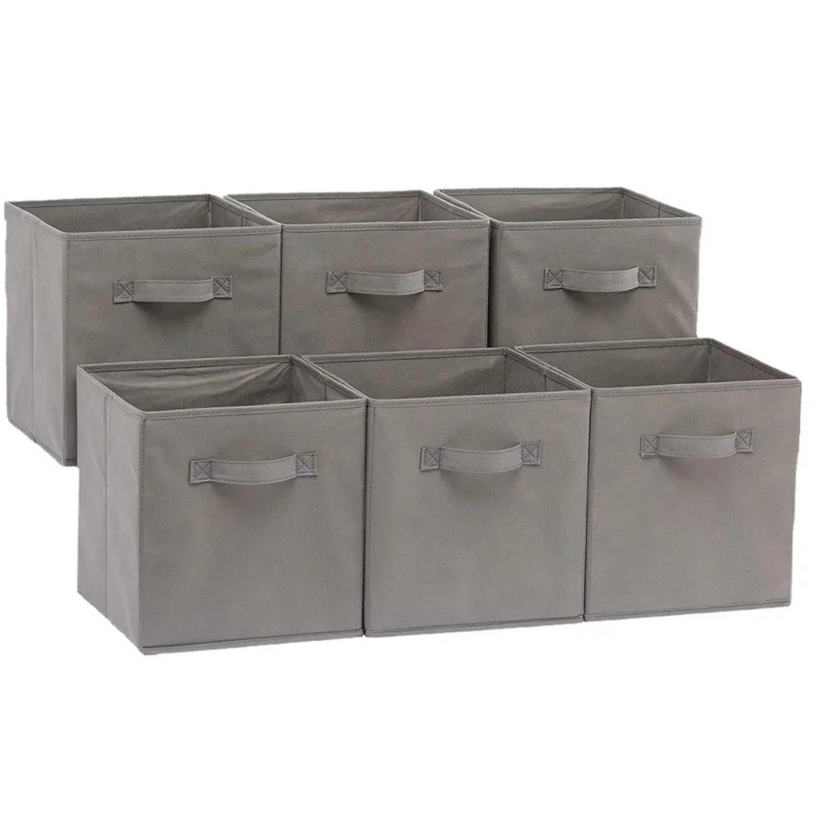 ZHSOAO 6PCS Grey Uncovered Square Storage Box With Foldable Fabric For Household Use, Snacks, And Miscellaneous Items Sorting Basket for Clothing Bedding Blankets