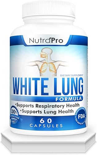 Pulmón blanco de NutraPro - Limpieza y desintoxicación pulmonar Apoya la salud pulmonar Apoya la salud respiratoria 60 cápsulas fabricada en