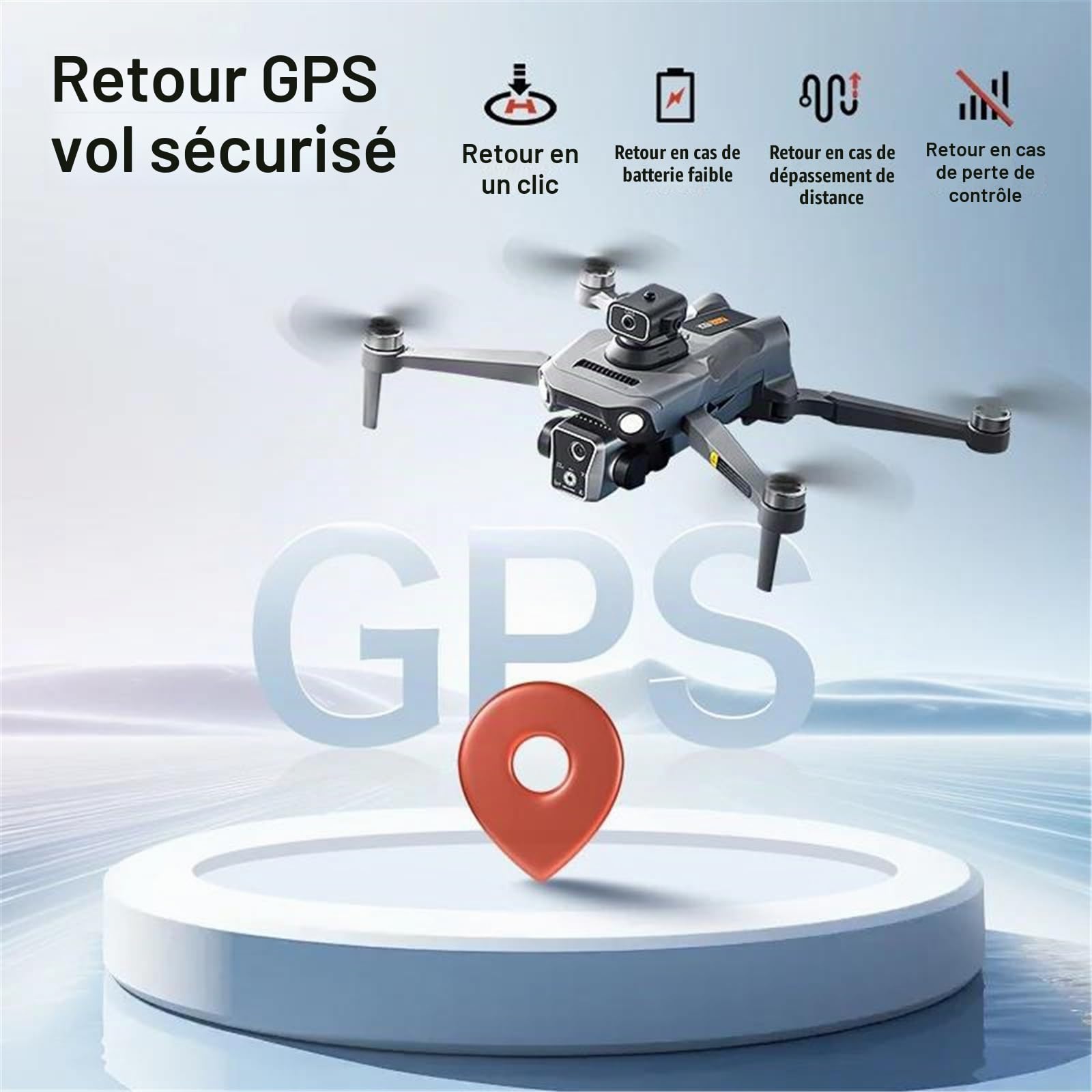 Nouveau Drone GPS k19 Max, caméra aérienne Professionnelle 4k FPV, Brosse évitant Les Obstacles avec Grand écran, télécommande Pliable,Triple Battery