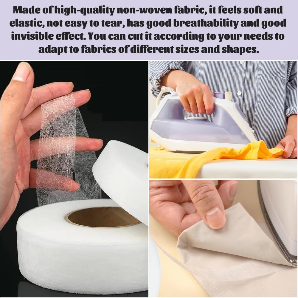 2 Rollen Bügelband 20mm Breit - 100m Saumband Selbstklebend Für Vorhänge & Kleidung