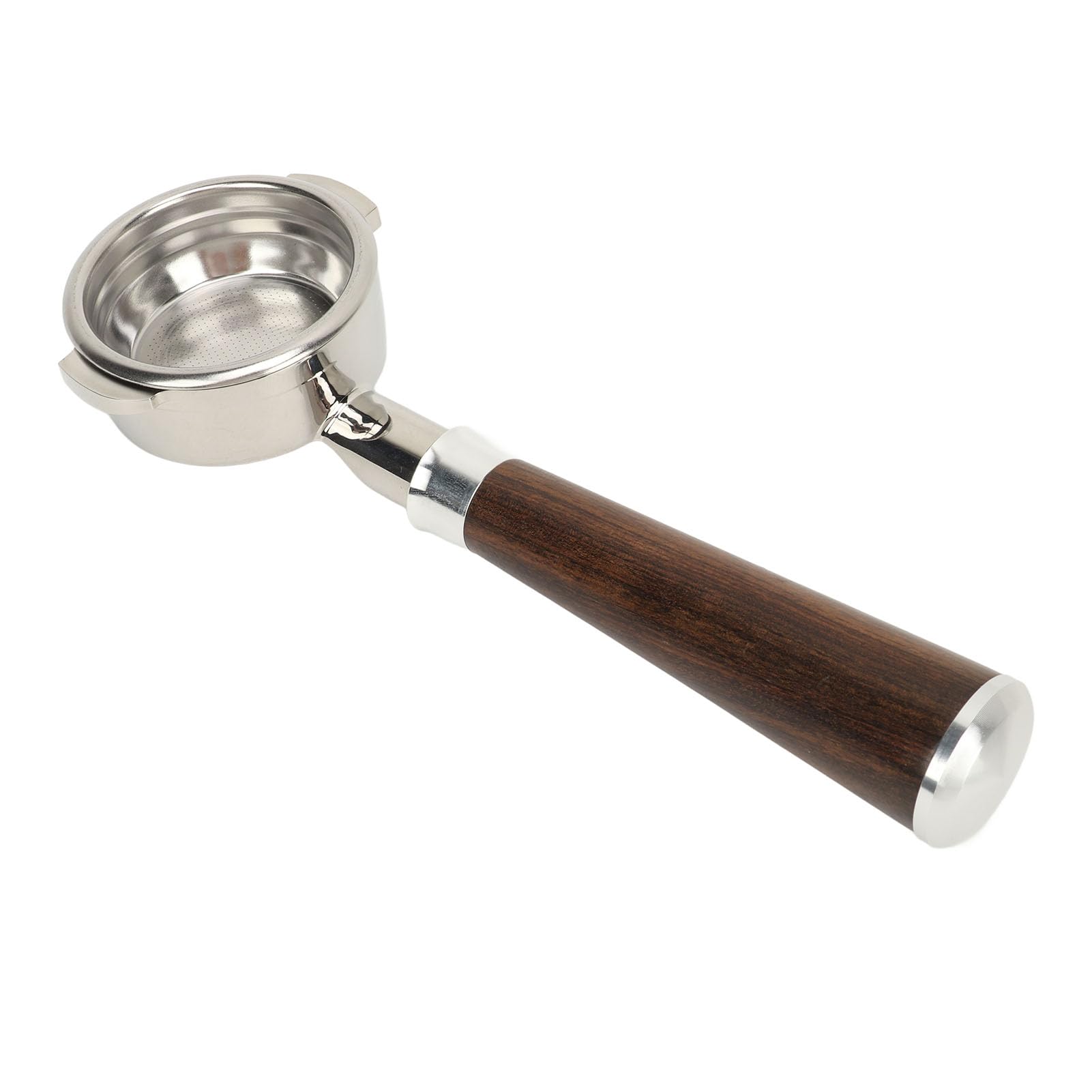 JectseStainless Steel 58mm Bottomless Portafilter with Wood Handle -, Efficient Extraction for Expobar E61 Series