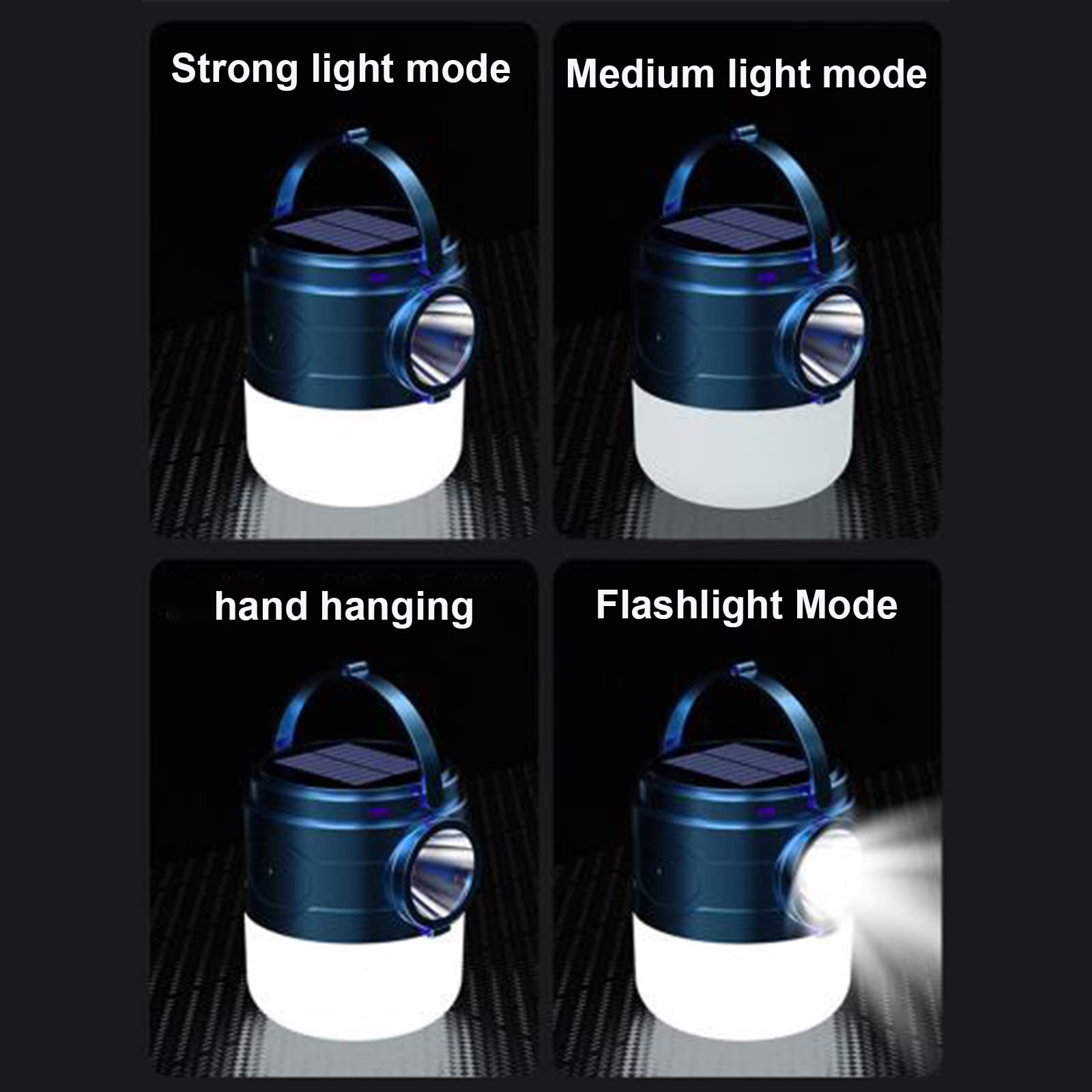 Luce di Emergenza Solare a LED per Esterni con Ricarica USB Torcia a Doppia Sorgente Luminosa Lampadina Bianca Illuminazione da Campeggio Impermeabile può Essere Appesa