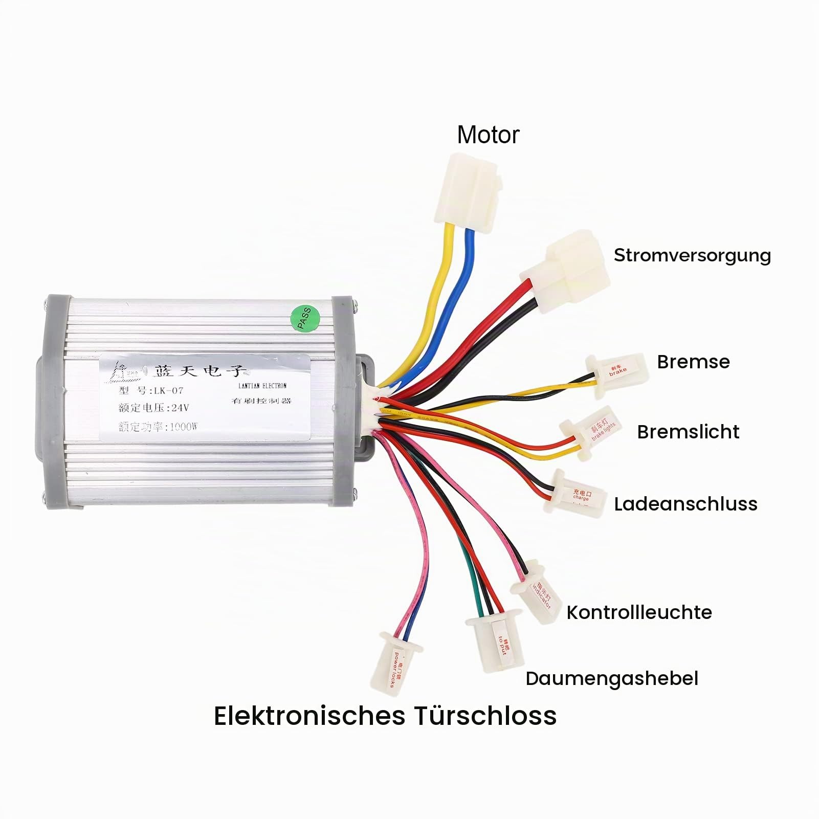 Socobeta 24V 1000W Elektromotor Speed ​​Controller Set, Motor Brush Controller Thumb Throttle Set Elektrofahrrad Fahrrad Scooter Zubehör