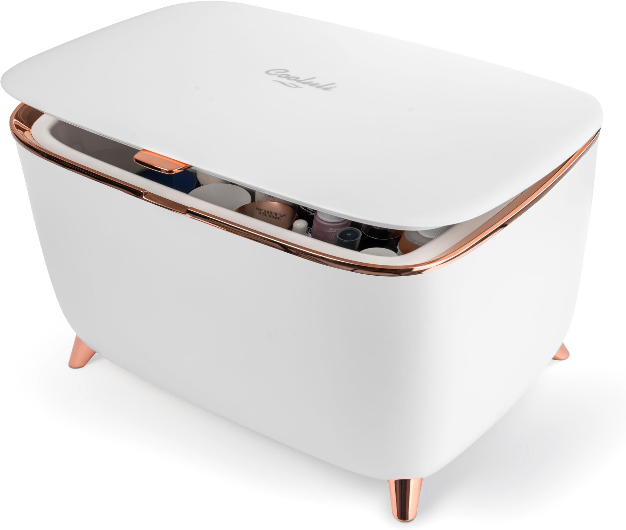 Cooluli Glam 9L Mini Skincare Fridge - White Mini Fridge for Skin Care Accessories, Makeup, Cosmetics and Facial Masks Storage - Ideal Birthday and Christmas Gift for Women and Teen Girls