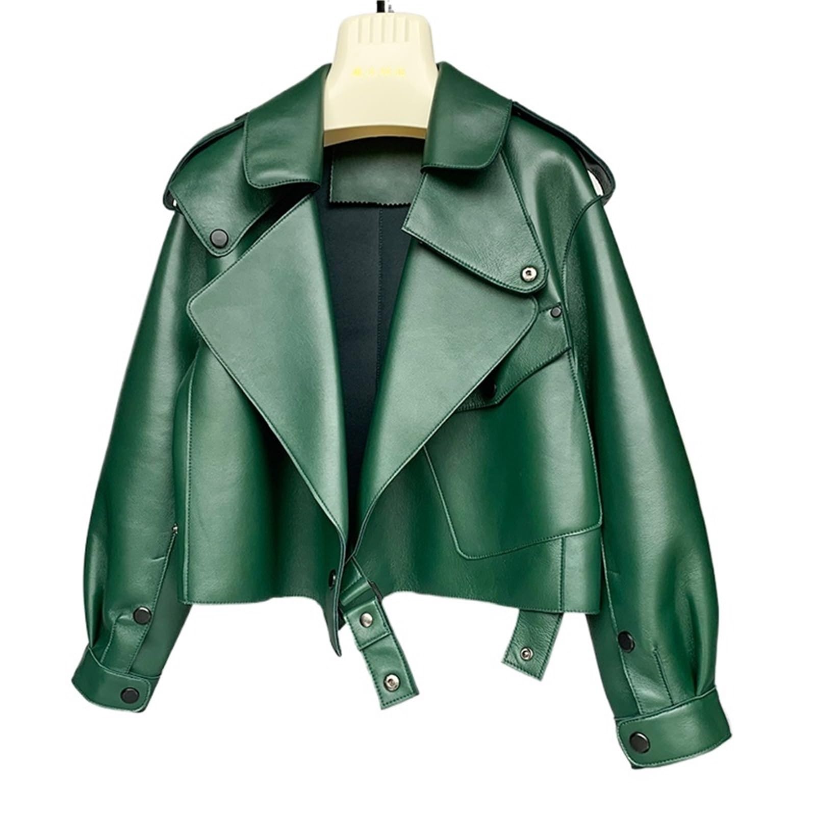 Chaqueta Cuero Mujer Chaqueta de cuero for mujer, abrigo piel oveja, for invierno y primavera, estilo motociclista Para salir