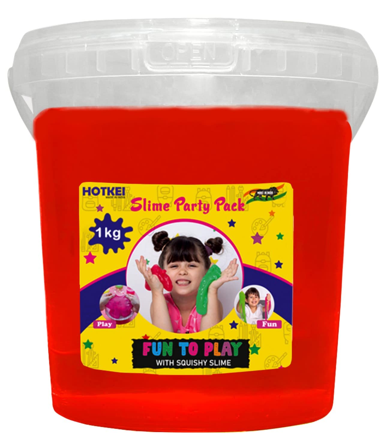 HOTKEI 1 Kg Red Fruit Scented DIY Magic Toy Slimy Slime Clay Gel Jelly Putty Set Kit for Boys, Girls & Unisex Kids - Slime