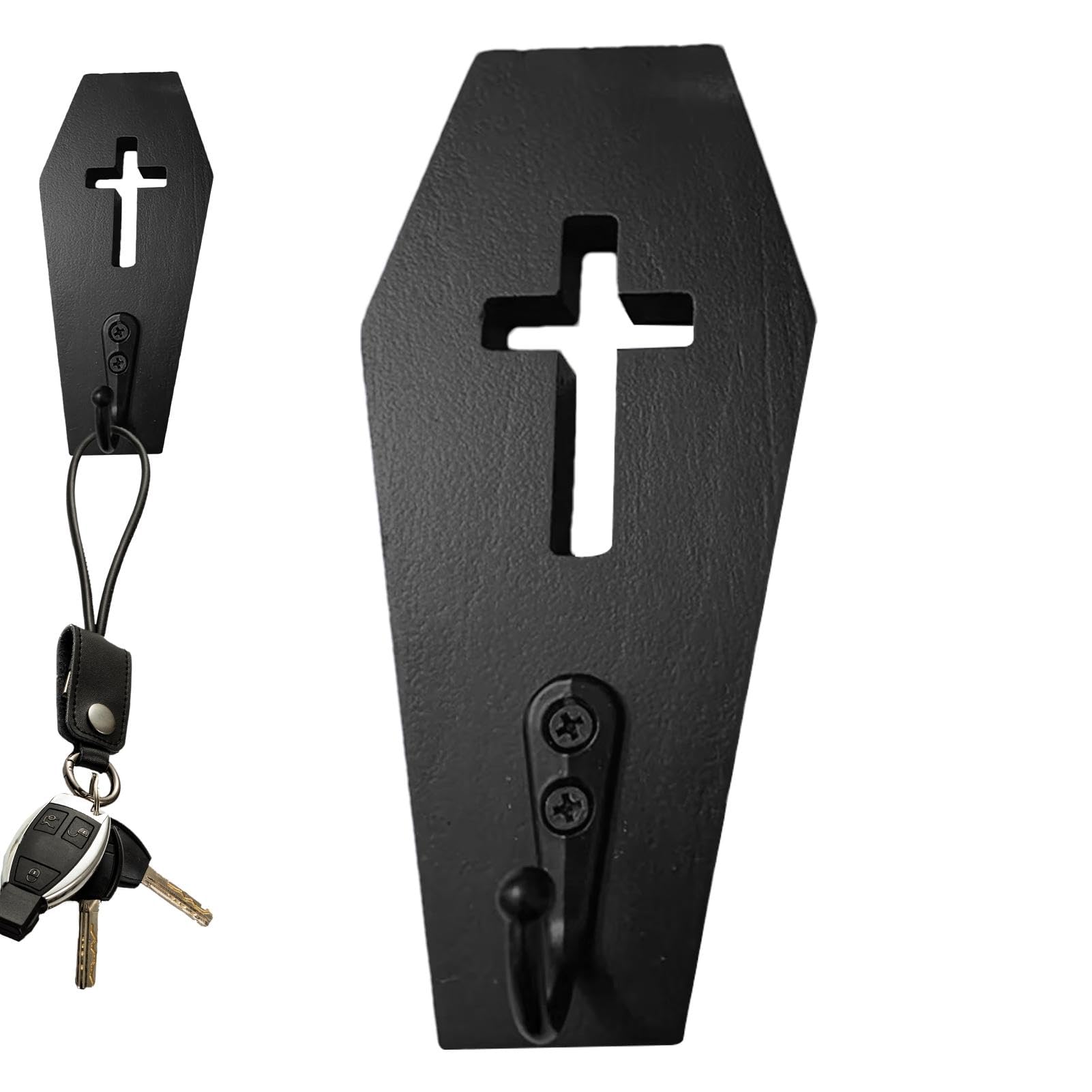 Appendiabiti Gotico A 5 Ganci - Forma Di Bara - Legno Nero - 39,4x17,8 Cm