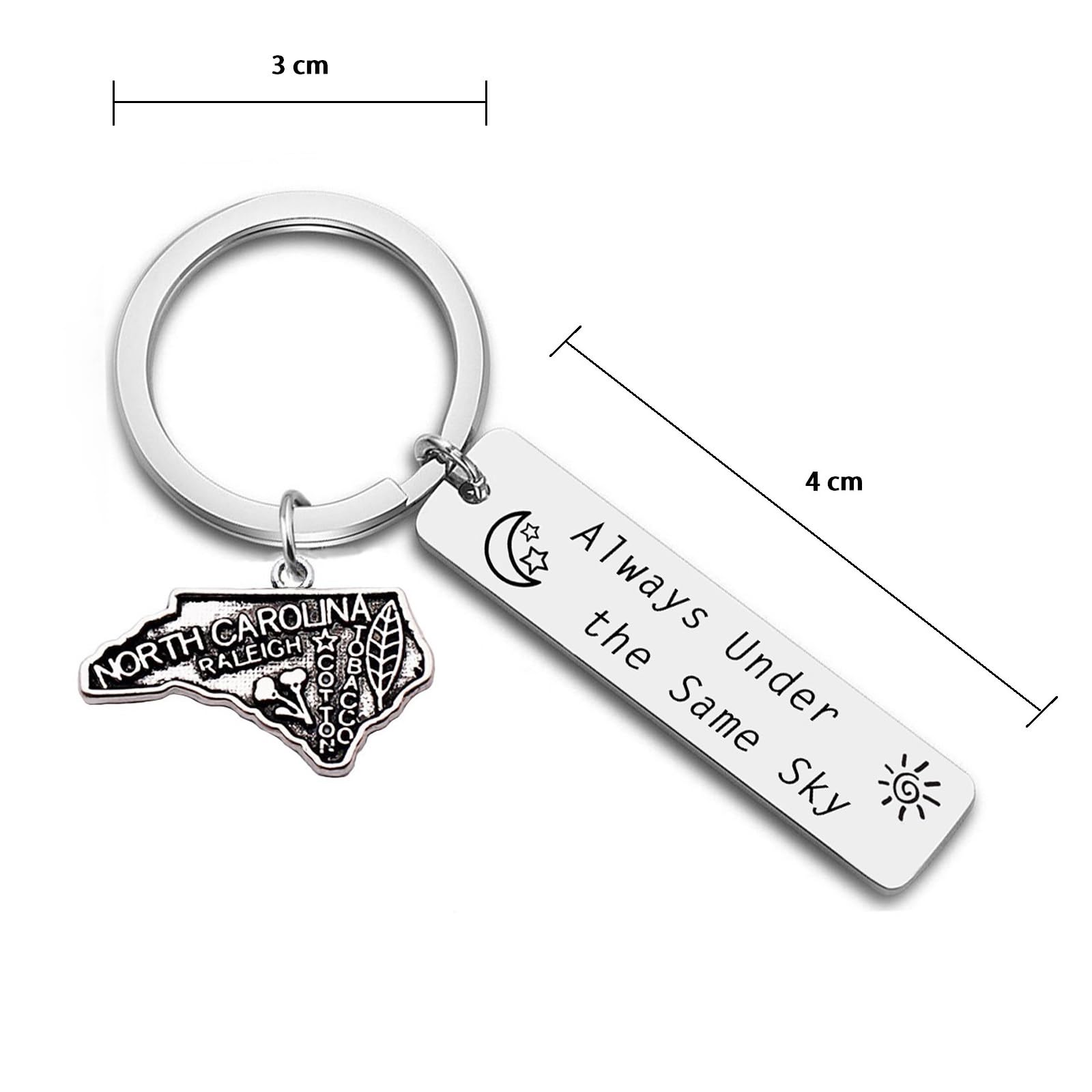 JJTZX Always Under the Same Sky US State Keychain Long Distance Map Keychain Graduation Gift between Best Friends