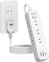 mscien Extension Cord, 9.8 ft (3 m), Power Tap, USB Octopus Outlets, 9 AC Outlets, 2 USB-A, 1 USB-C M Sign, Table Tap, Bulk Switch, Wall Mounted, Tabletop, Swing Plug, Lightning Guard, Power Cord, OA
