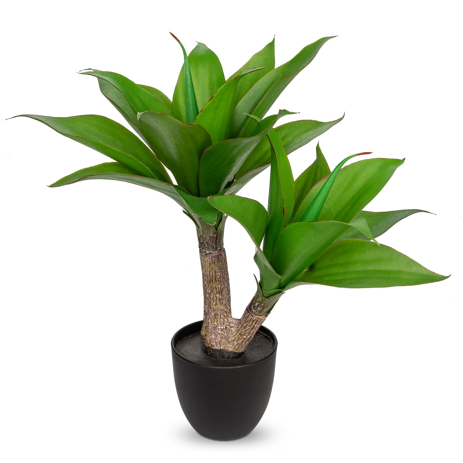 Hollyone 42cm Künstlich Agave Pflanze Kunstpflanze Zimmerpflanzen Unecht, Agave Künstlich im Topf Grünpflanze für Tischdekoration Büro Heim Badezimmer Innendekoration