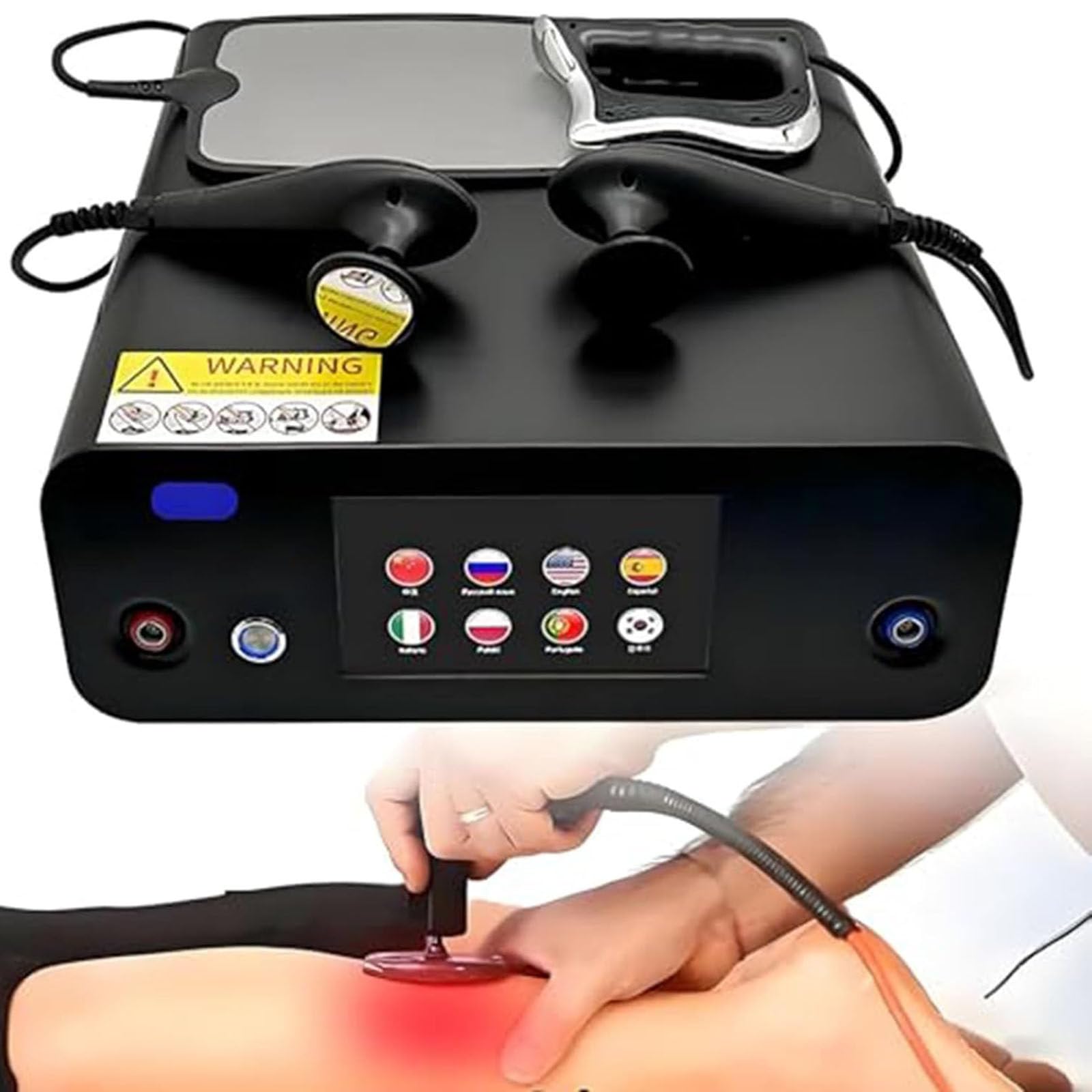Apparecchio Tecar Therapy 448KHz - Diatermia Portatile RET CET per Dimagrimento,Rassodamento Pelle e Sollievo dal Dolore,Fisioterapia Termale con 8 Sonde,2 Maniglie e 1 Piastra Negativa
