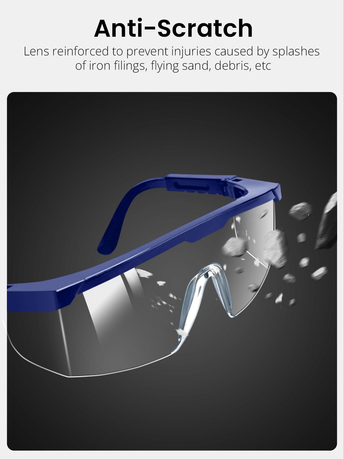 Gafas de seguridad sobre gafas, gafas de seguridad antivaho con lentes transparentes de visión amplia, patillas ajustables, gafas ligeras para hombres y mujeres