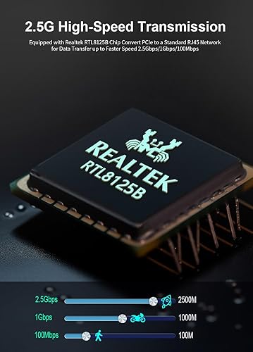 Miniatura 2 de Tarjeta de red PCIe de 2.5 GB, adaptador de interfaz Ethernet GiGaPlus de 2500 Mbps, con Realtek RTL8125B, Wake on LAN, 2.5G compatible con NIC