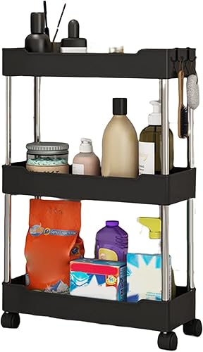 Carrito de almacenamiento delgado de 34 niveles con drenaje hueco transpirable para cocina, baño, oficina, organizador de almacenamiento rodante,